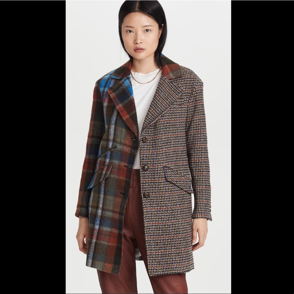 NWT Veronica Beard Patchwork Dickey Wool Coat XS
